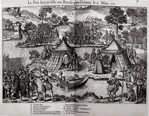 Der Frieden auf der Insel aux Boeufs, in der Nähe von Orleans am 13. März 1563